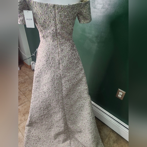 Alyce Paris Pink Floral Off-Shoulder Maxi Dress - Picture 7 of 13